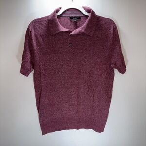 Banana Republic Men's Silk-Linen Polo Sweater Maroon Size Small Old Money Preppy